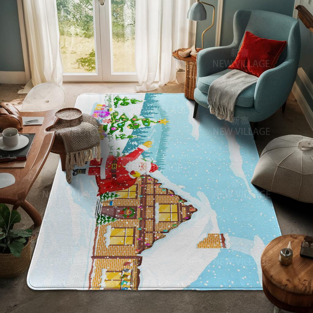 House Entrance Carpet Home Door Mat Living Room Bath Foot Bathroom Non-slip Water Absorption Rugs Bath Merry Christmas Winter