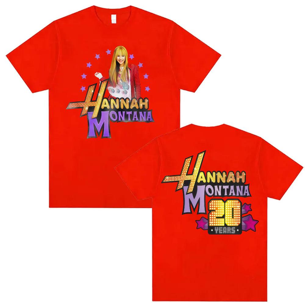 

Pop Star Hannah Montana 20Th Anniversary Logo Tshirts Men Women Fashion Trend Aesthetic T Shirt Cotton ONeck Oversized Tshirt S