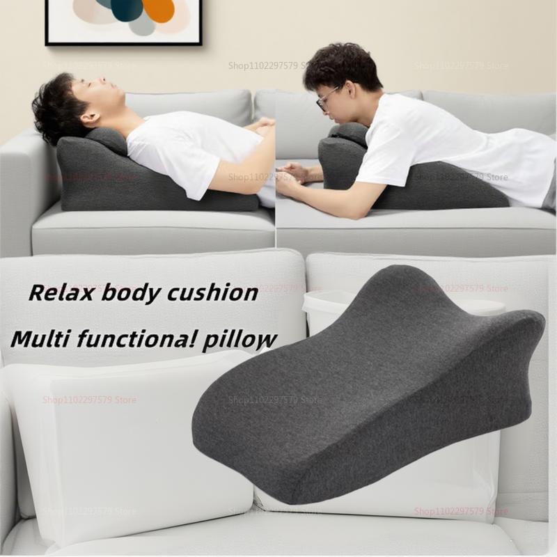 A Multifunctional Cushion/Pillow With A Pillow. Lying On The Pillow Playing With Your Phone To Relieve Fatigue