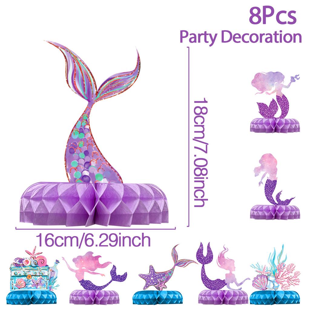 Zestaw naczyń jednorazowych Syrenka Talerze papierowe Kubki Mała Syrenka Dekoracje na przyjęcie urodzinowe Dziewczęce Baby Shower Artykuły imprezowe