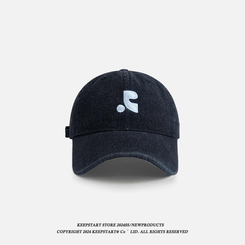 

Dilireba s same style denim baseball cap for women, makes the face look smaller, washed duckbill cap for men, Korean version sun protection hat Adjustable（54-62cm） чорний