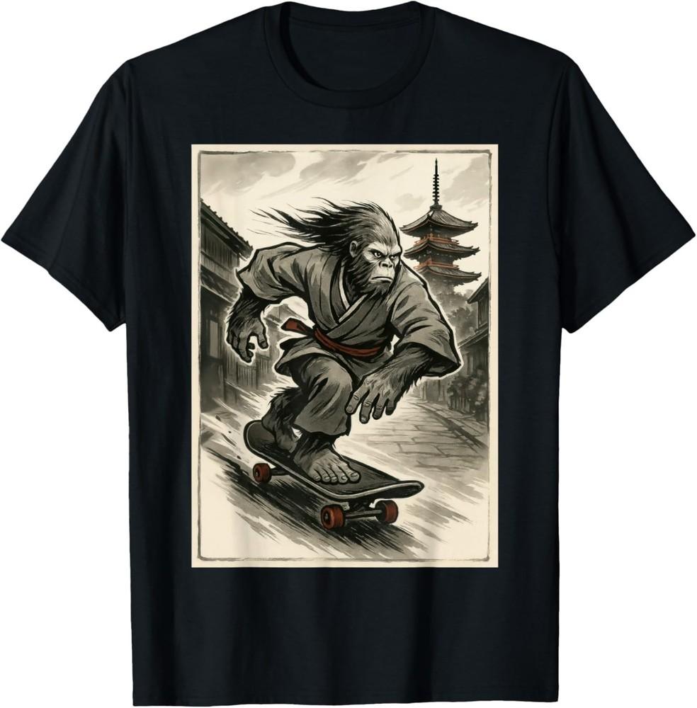 

Funny Vintage Japanese Ukiyo-e Art Graphic Tee Skateboard T-Shirt 4XL