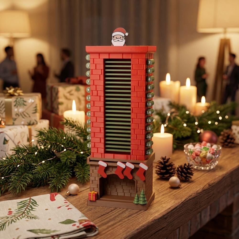 Plastic Christmas Advent Calendar Fireplace Base 24 Day Xmas Countdown Kids Gift
