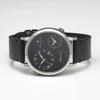 [Salvatore Marra] Men's Women's Watch Stainless Steel Black Silver Analog Quartz Dual Time Business Casual Leather Belt SSBK