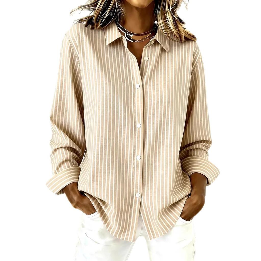 2025 Women's Elegant Plaid Long-Sleeve Shirt - Summer Trend