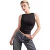 Solid Color Round Neck Sleeveless Top Solid Crew Neck Sleeveless Slim Fit Top Women