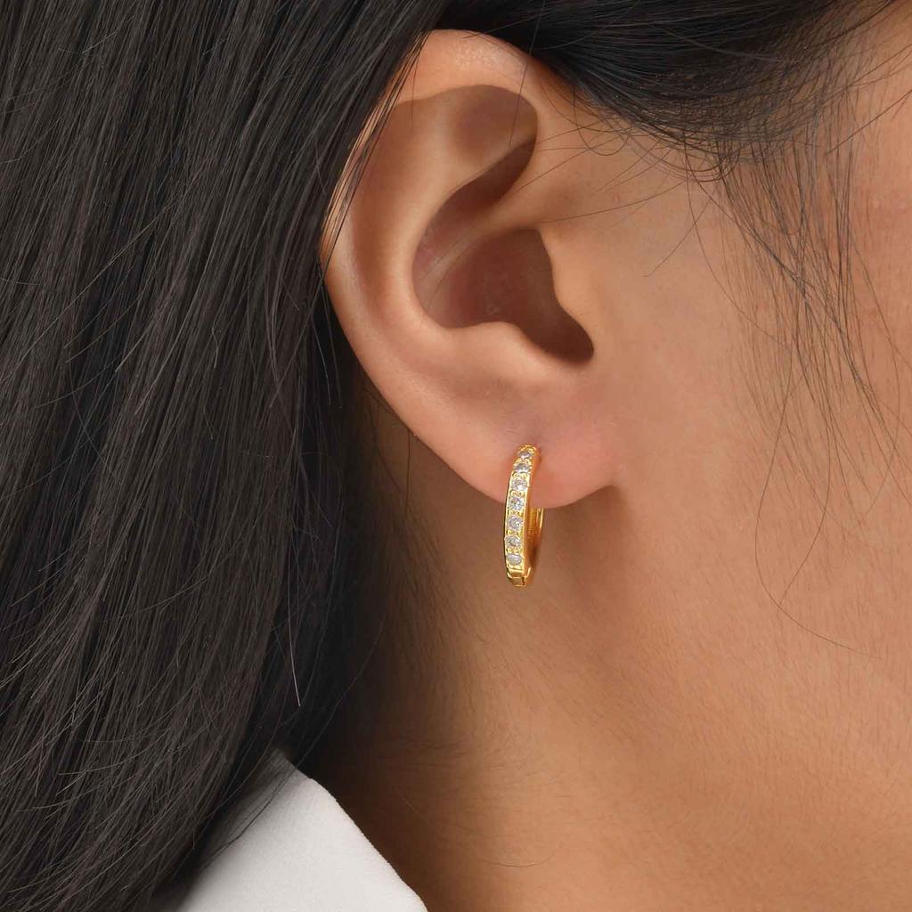 Exquisite Minimal Cubic Zircon Hoop Earrings, Metal Small Huggie Earrings for Women, Hypoallergenic Fashion Piercing Jewelry