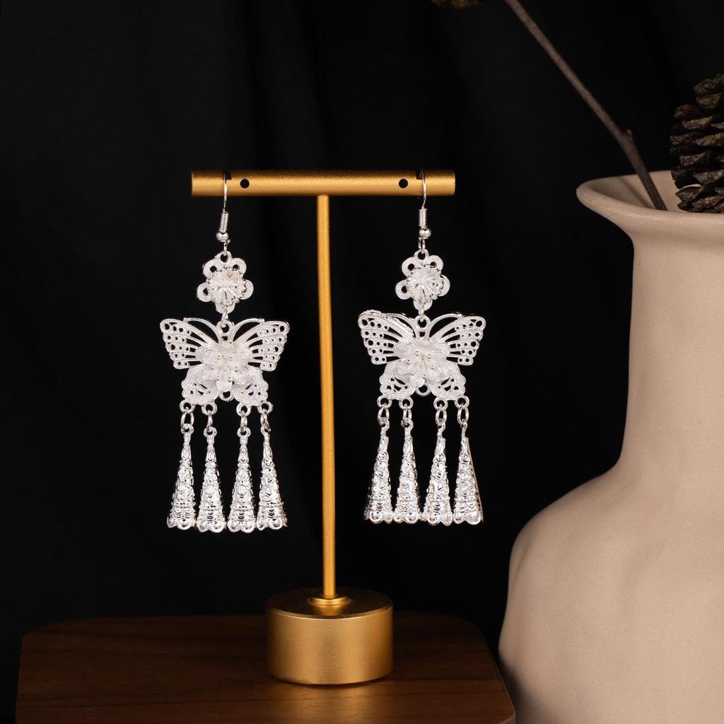 Miao Long Silber Quastenohrringe: Ethnischer Stil, Leichter Luxus, Übertriebenes Design für Frauen