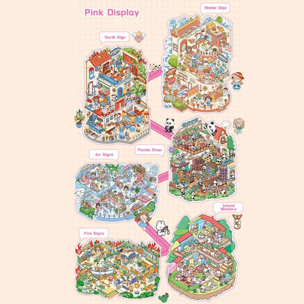 Plus Size 3D Landscape Sticker 6-in-1 Miniature Scene Collage DIY Toy Game Stickers Children