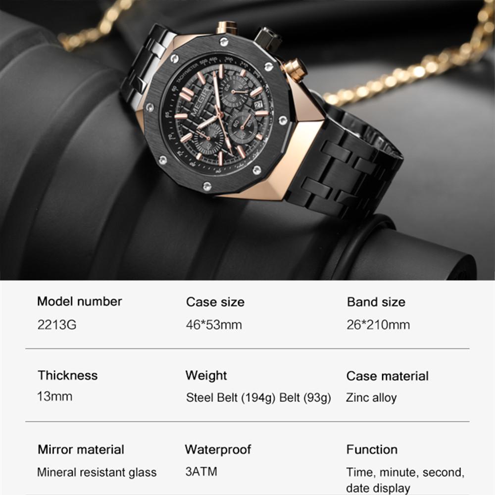 MEGIR Luxury Men Sports Watches Chronograph Fashion Quartz Wristwatch Men's Casual Business Date Clock Relogio Masculino 2213