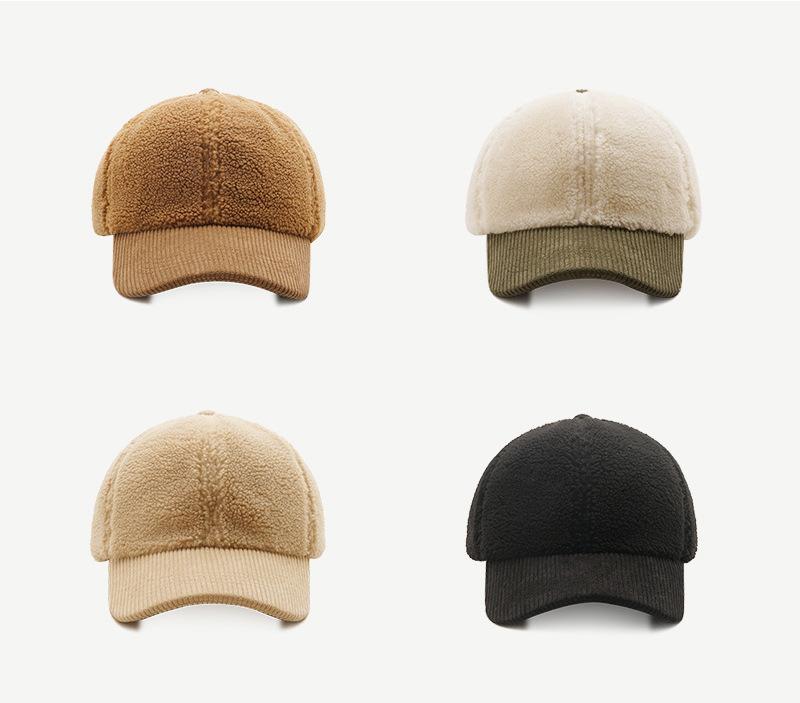 Versatile solid color Korean teddy wool lamb wool baseball cap children winter casual warm cap trendy man