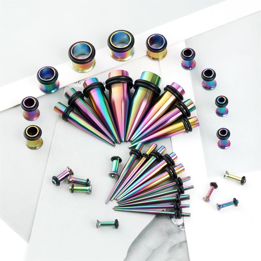 Edelstahl Spitzer Kegel Einzelhorn Ohrdehner Set 36 Stück Mehrfarbig Ohrmuschel Ohrdehner Piercing Schmuck
