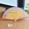 Chinese Custom Folding Fan Simulated Silk Fan Surface Bamboo Fan Bones Stage, Stage Props Decorative Crafts Chinese Culture
