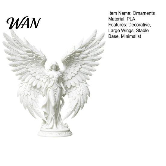 Office Desk Angel Statue 3D Printed Figurine with Large Wings, White Matte Statue, Decoration Aesthetic Minimalist Sculpture for Home Desktop