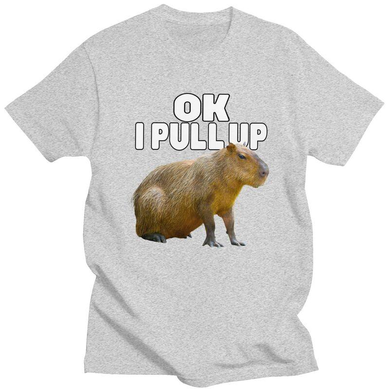 Custom Cool Ok I Pull Up Capybara T Shirt Men Short Sleeve Pure Cotton Tshirt Casual Tee Tops Fashion Tshirts