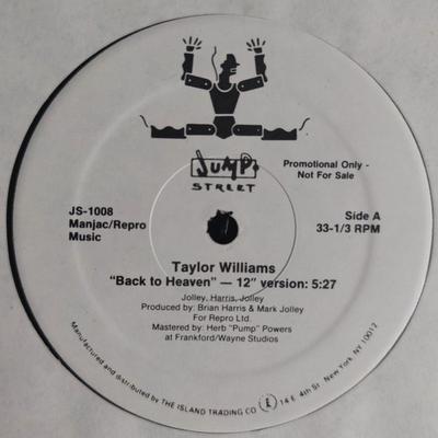 12inch Record TAYLOR WILLIAMS  Back To Heaven JS1008 JUMP STREET 1987 US Dance  Electronica Used