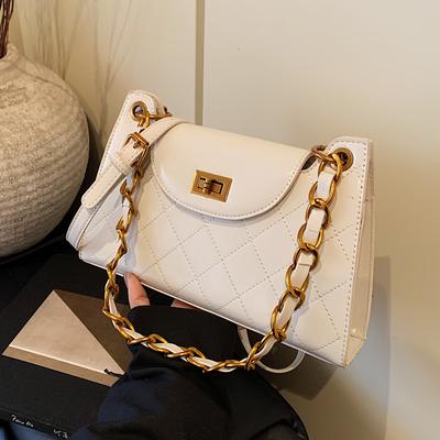 Bolsa de corrente de losango premium, bolsa de ombro feminina de nicho, bolsa transversal