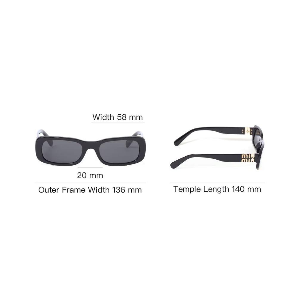MIU MIU Gafas de Sol Cuadradas Gafas de Sol para Mujer Negras SMU08Z_E1AB_F05S0_C_053