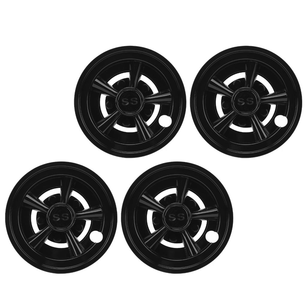 4Pcs Golf Cart Wheel Hub Cap 8 Inches Glossy Black Wind Resistance Reduction Wheel Hub Cover Replacement for E‑Z‑GO