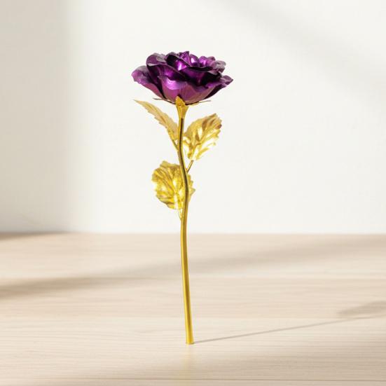 Trandafir Artificial cu Folie de Aur pentru Decor de Masă, Trandafir Mic Etern Placat cu Folie, Cadou pentru Nuntă, Ziua Îndrăgostiților, Petrecere