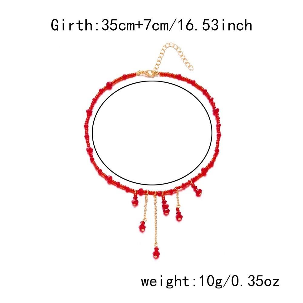 Tassel Blood Drop Necklace Red Halloween Choker Retro Halloween Collarbone Chain  Girl