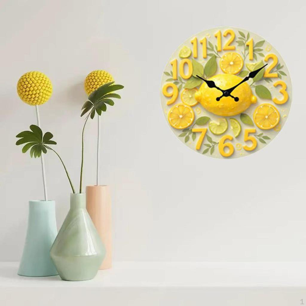 Relógio Decorativo Criativo Estiloso Silencioso Artístico Ornamento de Parede Silencioso para Sala de Jantar Cozinha