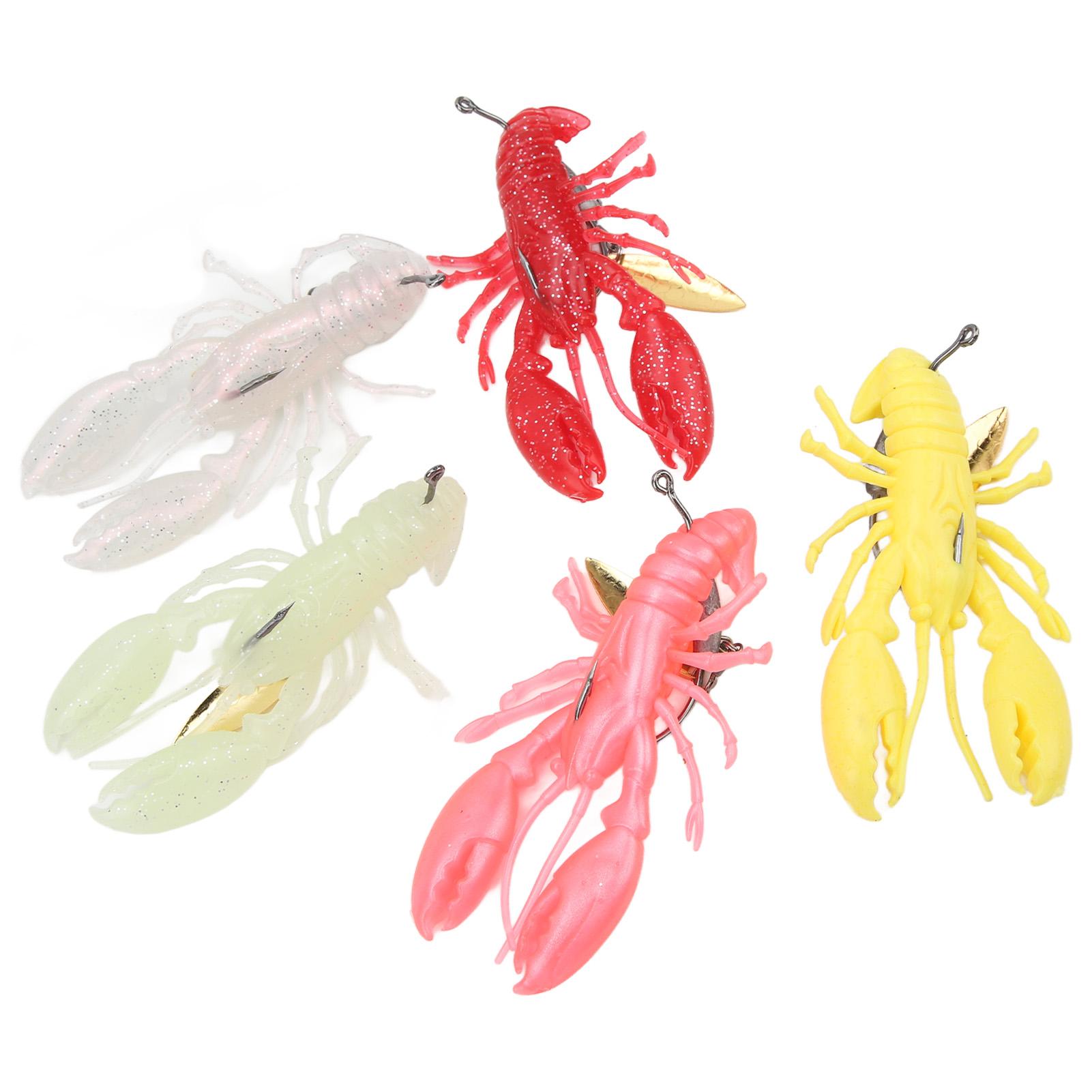 

5PCS Shrimp Silicone Fishing Lures 9cm 12.5g Hollow Floating Multi Color Realistic Soft Baits for Freshwater Saltwater