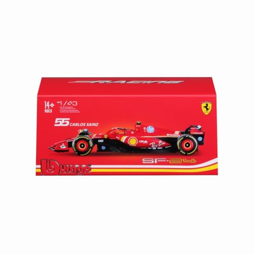 Burago 1/43 Scale Ferrari SF-24 2024 Imola GP No. 55 with C. Sainz Jr. Driver, Finished Model, 18-36843SI