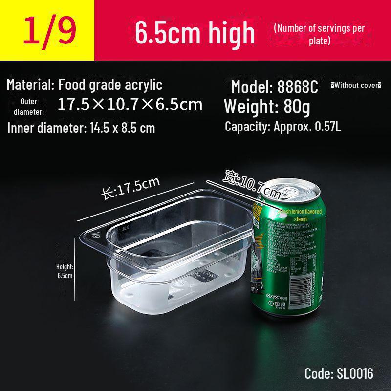 Transparente rechteckige Acryl-Heißtopfschale und Frischhalte-Obst-Auslagebox