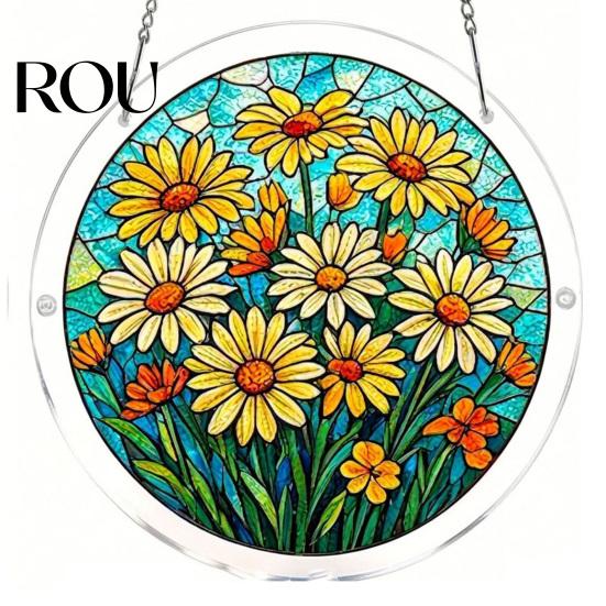 Unique Acrylic Puzzle Gift Sun Catcher with Colorful Light Projection, DIY Window Hanging Decor Stained Glass for Garden Patio Living Room, UV Printed