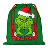 Julegavepose, dobbeltsidig trykt gavepose, julesnørepose, grønn snorgavepose til ferie
