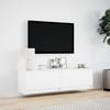 Ścienna Szafka Tv Z Led, Biała, 140X31X38 Cm