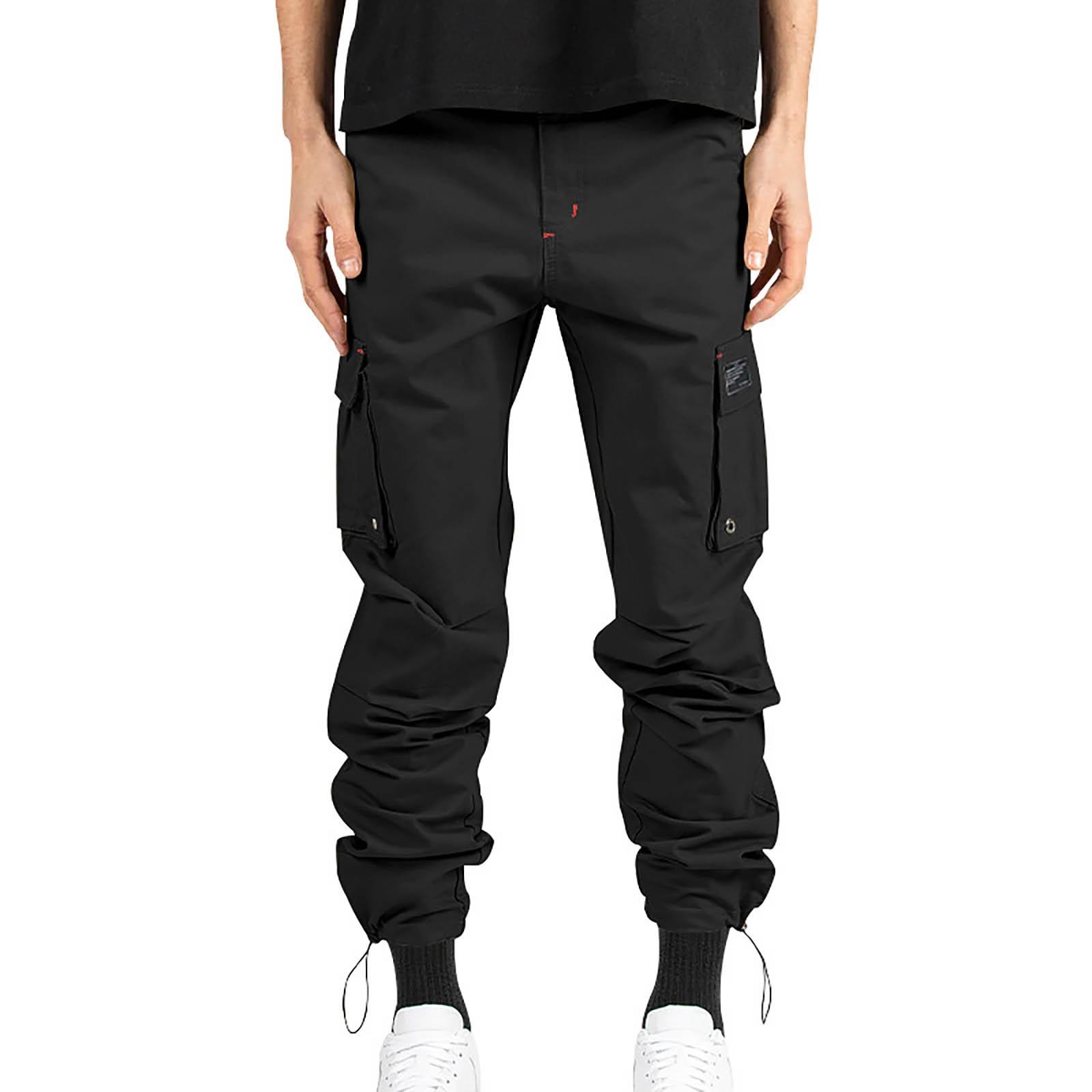 Men s Woven Fabric With Multiple Pockets, Color Casual Pants, Work Pants L