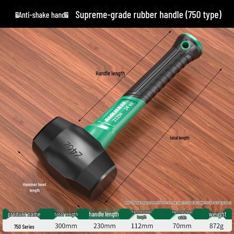 Baolian Shockproof Rubber Hammer - Anti-bend, Industrial Grade, Solid, Multifunctional Installation Tool for Flooring and Tiles.