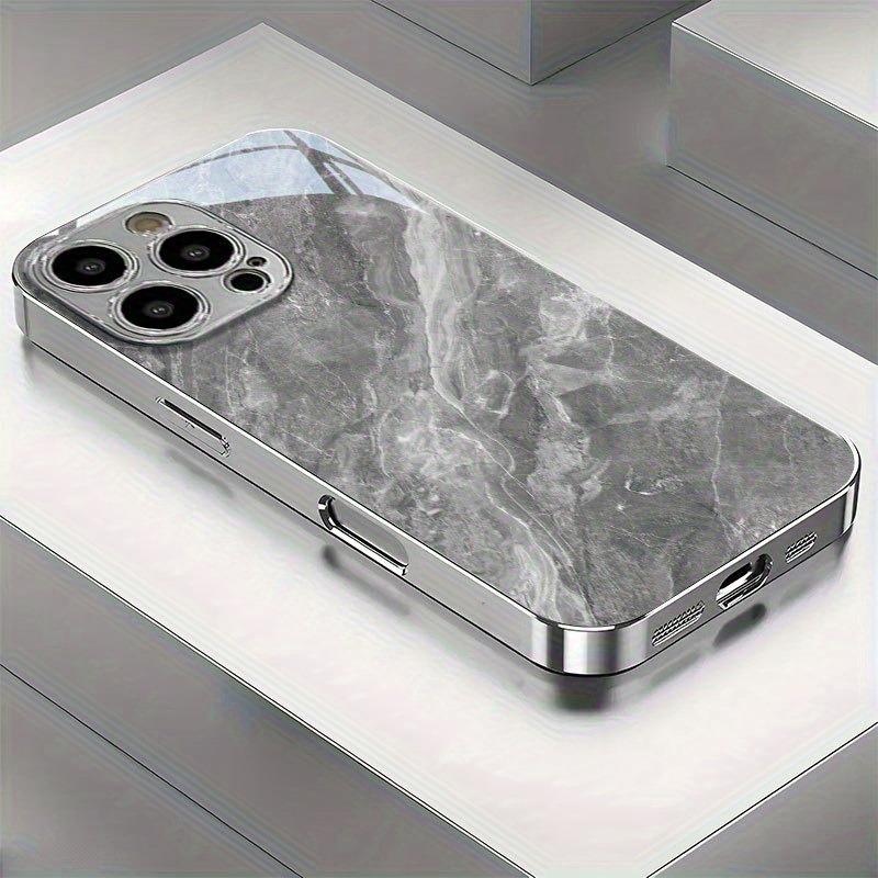 Custodia per Telefono Elettroplaccata Argento con Motivo Marmo di Alta Gamma per Samsung Galaxy S23 S24 S25 S26 Ultra Plus FE Cover in Vetro Temperato