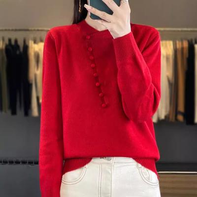 Stehkragen schräger Pullover Damen Herbst und Winter neu retro elegant große Größe Unterpullover Strickpullover