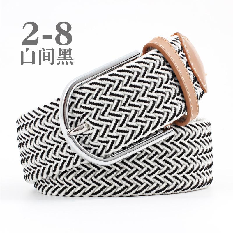 Women Casual Knitted Pin Buckle Without Holes Men Belt Woven Canvas Elastic Expandable Braided Stretch Belts for Female Jeans