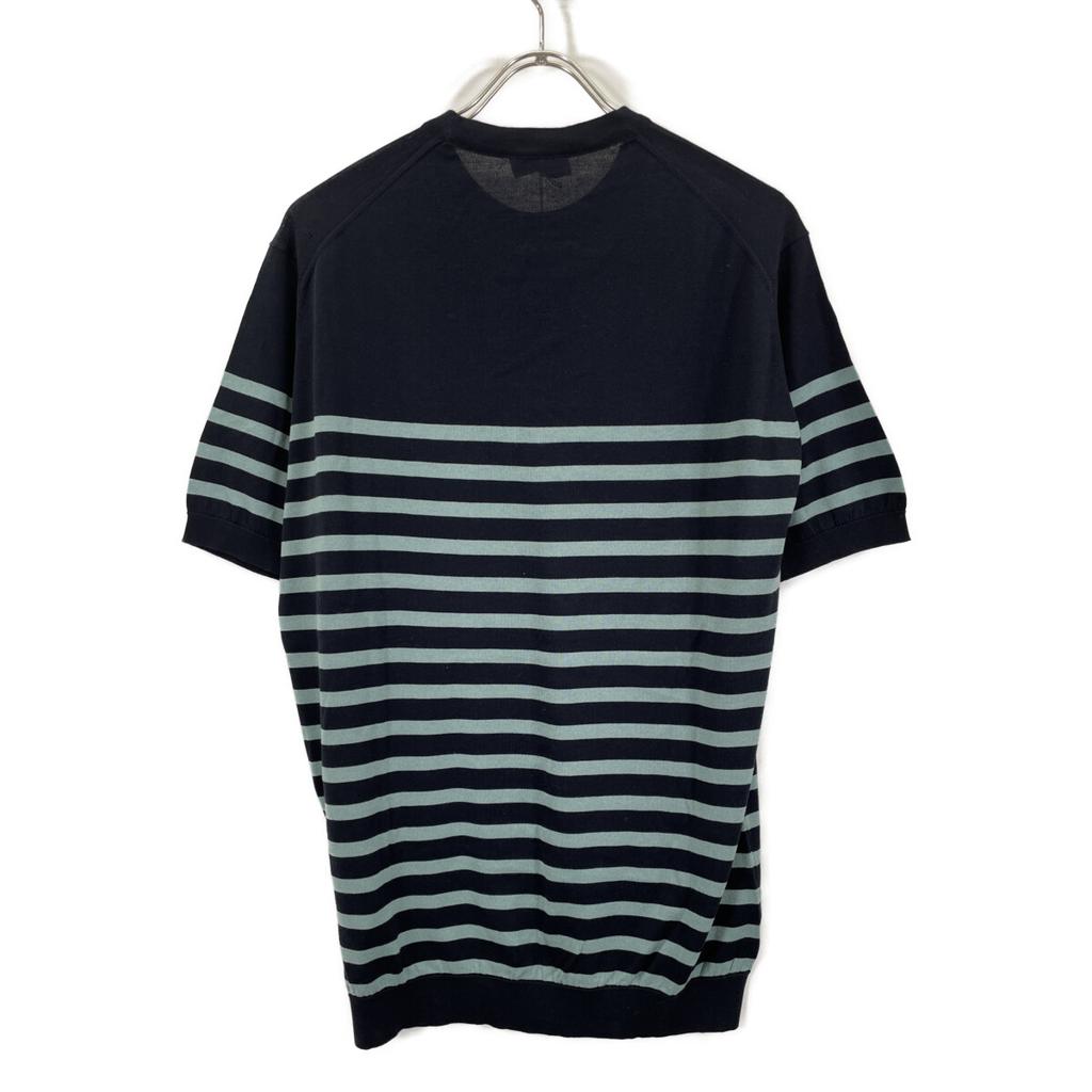 JOHN SMEDLEY BEAMS Exclusive HAYES NVxGR 30G Cotton Short Sleeve Knit tops L NavyUsed
