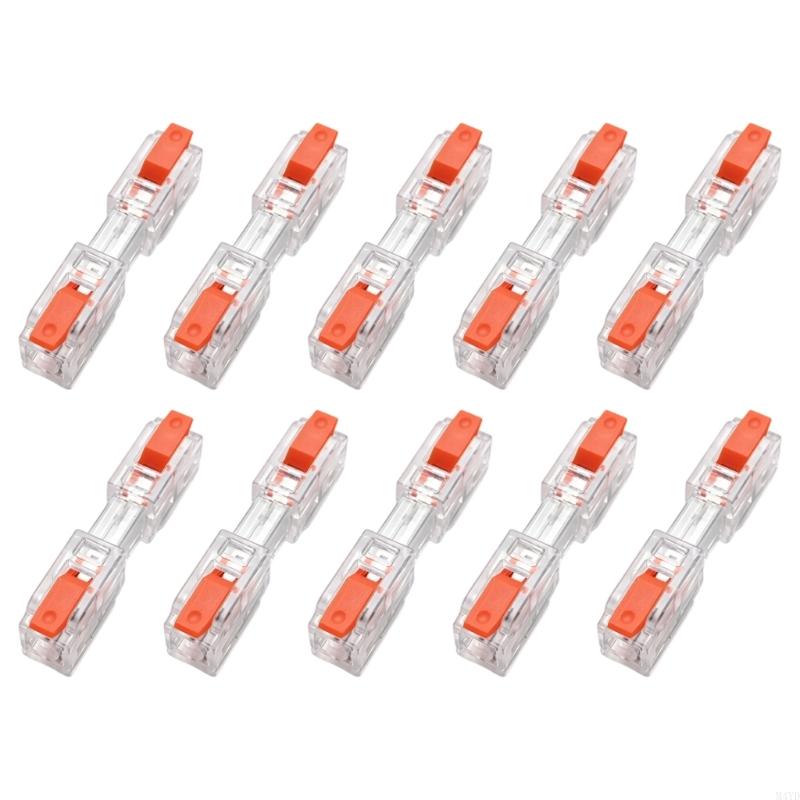 10Pcs Quick Connection Wire Terminals for 0.5-4Mm² Hard & 0.5-2.5Mm² Soft Cables with Push Button Design Easy Installation M4YD