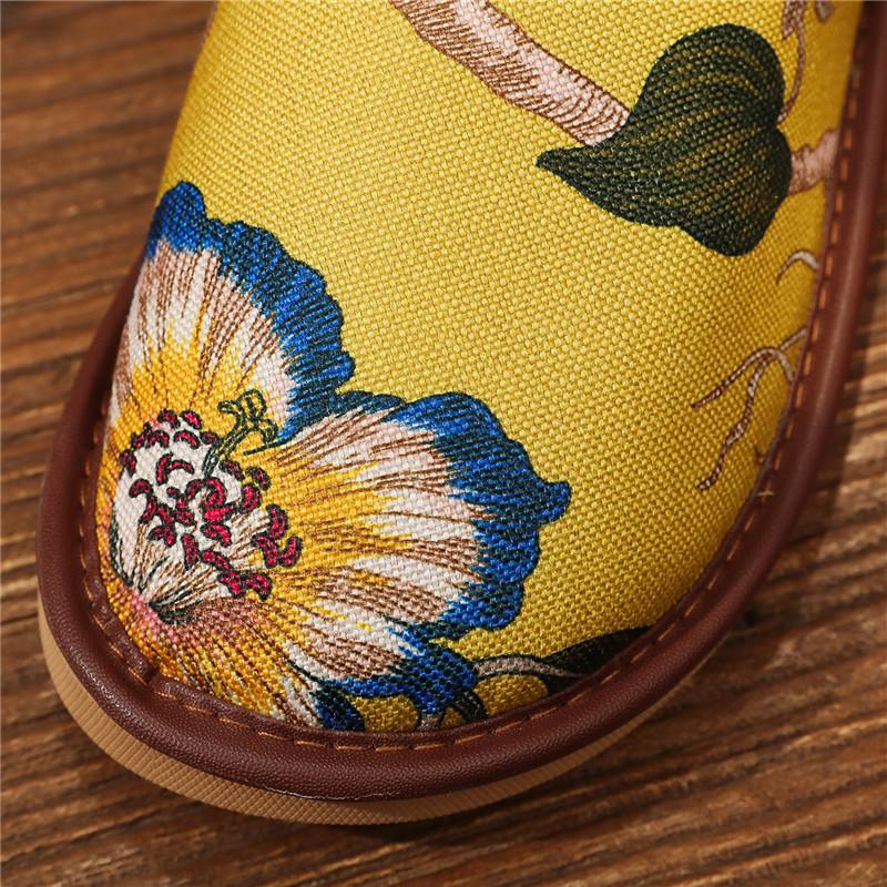 Winter garden cotton slippers fashion printing men's and women's warm fabrics non-slip rubber soft soles home cotton shoes