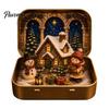 Christmas Mantel Decor Tiny Wonderland in a Tin, Mini Holiday Diorama Decor, Miniature Winter Decorative Metal Tin Scene with Santa, Tree, Gifts