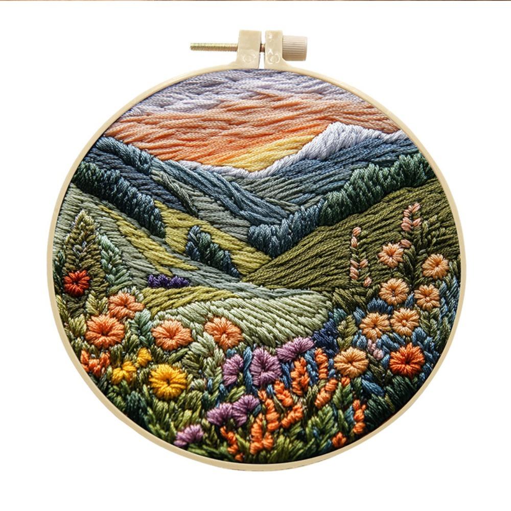 

Mountain and Moon Landscape Embroidery Kit Handmade Gift Home Decoration Cross Stitch with Scenery Pattern Sewing accessories