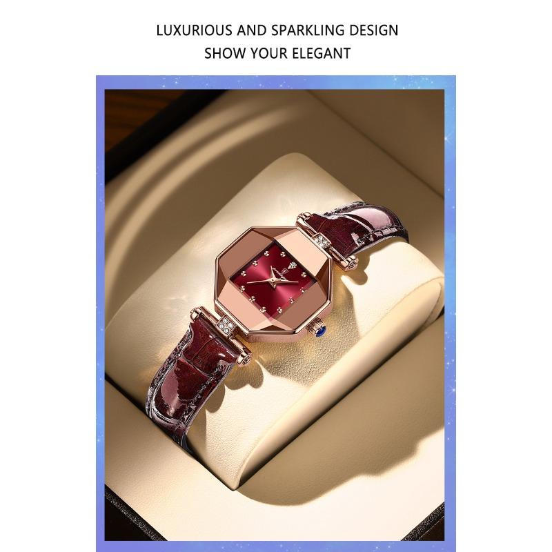 POEDAGAR Luxury Quartz Watch Elegant Fashion Red Dial Waterproof Ladies Leather Watches Women High Quality
