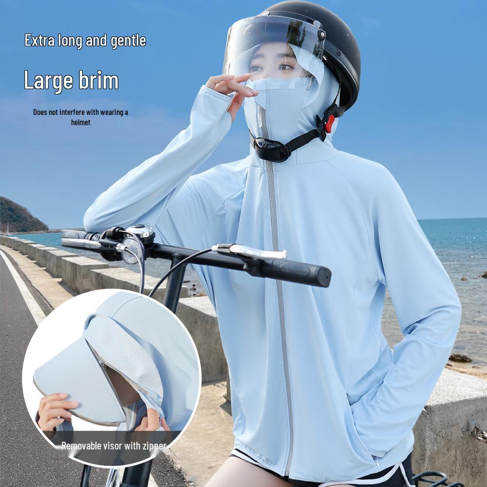 Women's UV Protection Ice Silk Sun Hoodie with Full Face and Neck Coverage