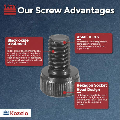 Kozelo 50pcs M4 0.7 X 10mm Hex Socket Head Machine Screws, Grade 12.9, Alloy Steel, Fully Threaded, Black Oxide Coating, for 3D Printers, Furniture, a