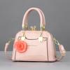 Textured bright leather European and American fashion handbag shoulder bag large capacity messenger bag shell bag dinner bag