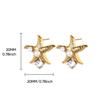 Fashion Exaggerated Starfish Flower Earrings Women's K Gold Plated Stainless Steel Gold Plated Pearl Inlaid Oil Pressure Earrings