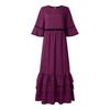 ZANZEA Women Casual Round Neck Short Sleeve Summer Ruffles Long Dress