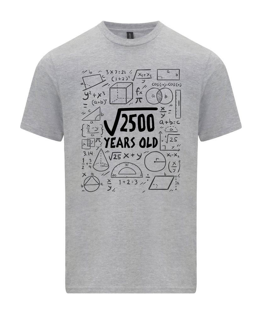Square Root of 2500 50 Year Old 50th Fifty Birthday Gifts Math TShirt