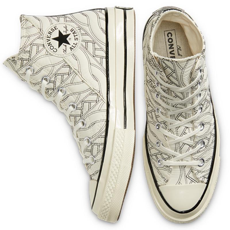 Converse 1970s Anti-Slip Shock Absorption High-Top Board Shoes Women's White Veining